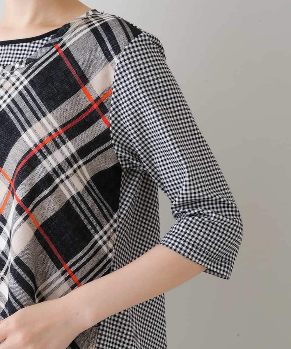 RSPHT04540 TRUNK HIROKO KOSHINO(ヒロココシノ) 【洗える】コットンポンチチェックワンピース ベージュ