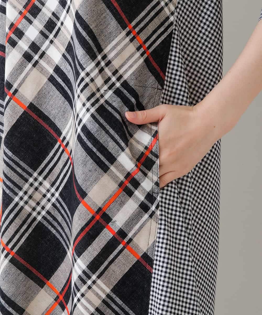 RSPHT04540 TRUNK HIROKO KOSHINO(ヒロココシノ) 【洗える】コットンポンチチェックワンピース ベージュ