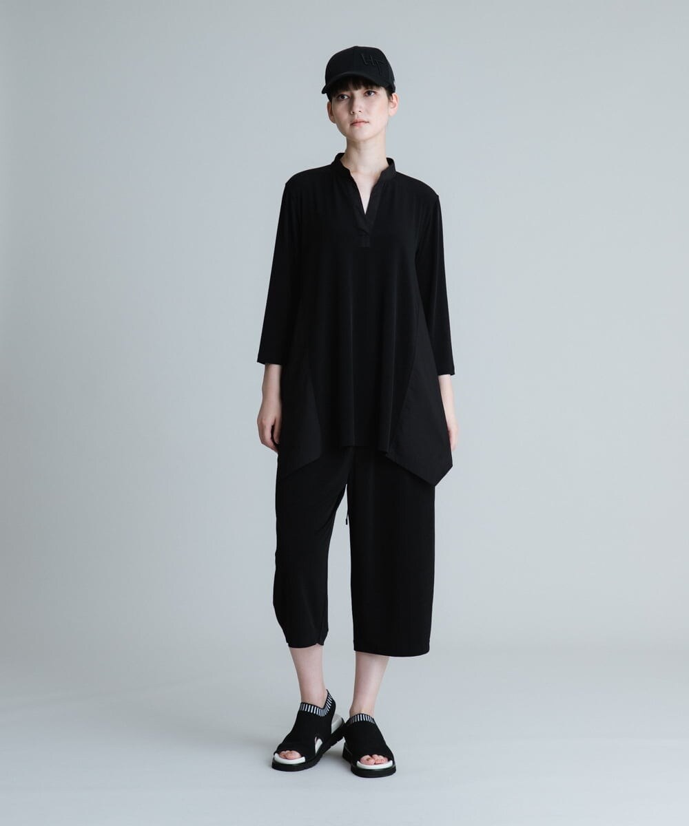 RSPHU24340 TRUNK HIROKO KOSHINO(ヒロココシノ) 【洗濯機で洗える/日本製】ブロッキングジョイントブラウス ブラック
