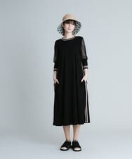 RSPHU25460 TRUNK HIROKO KOSHINO(ヒロココシノ) 【洗える/日本製】レースジョイントAラインワンピース ブラック