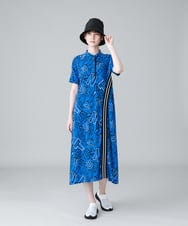 RSPHW11490 TRUNK HIROKO KOSHINO(ヒロココシノ) ラインリブアクセントロゴワンピース /洗える ベージュ