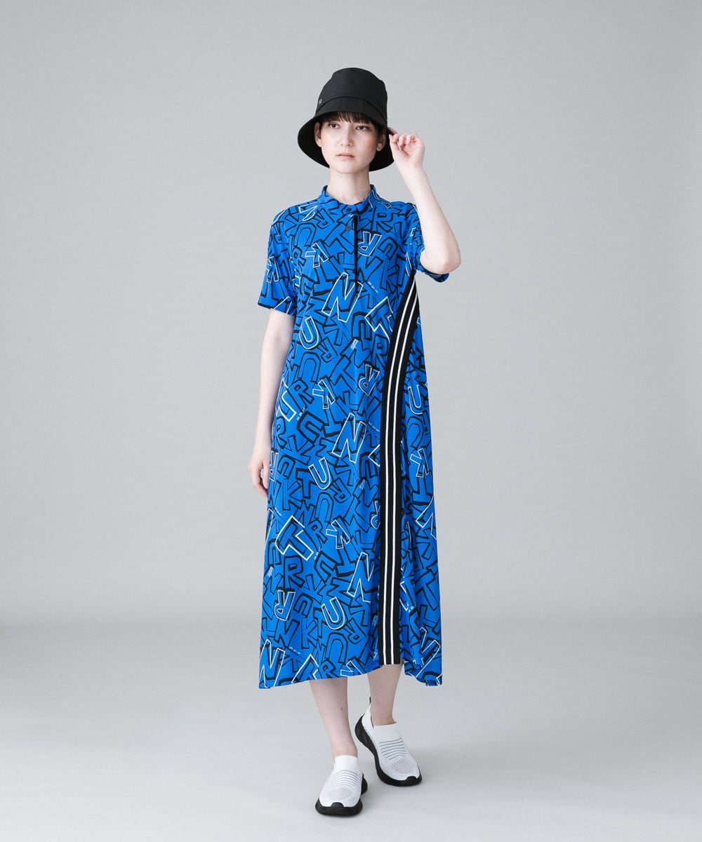 RSPHW11490 TRUNK HIROKO KOSHINO(ヒロココシノ) ラインリブアクセントロゴワンピース /洗える ベージュ