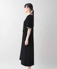 RSPIB08430 TRUNK HIROKO KOSHINO(ヒロココシノ) 配色リブツイストデザインワンピース/日本製/洗える ブラック
