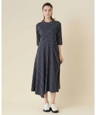 ■HIROKO BIS■ヒロココシノ綺麗に華やぐ線フレアーワンピース HIROKO BIS（ヒロコ ボーダーフレアワンピース&frasl;日本製&frasl;洗える 大きいサイズ&frasl;ボウタイ付きフラワープリントエアリー ビス）のワンピース｜おすすめから探す｜イトキン ボウタイ付きフラワープリントエアリーワンピース