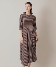 RSPIE13590 TRUNK HIROKO KOSHINO(ヒロココシノ) ボーダーフレアワンピース/日本製/洗える ネイビー