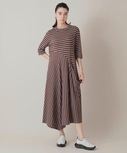 RSPIE13590 TRUNK HIROKO KOSHINO ボーダーフレアワンピース/日本製/洗える