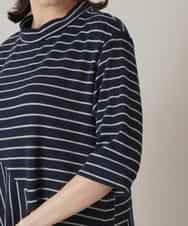 RSPIE13590 TRUNK HIROKO KOSHINO(ヒロココシノ) ボーダーフレアワンピース/日本製/洗える ネイビー