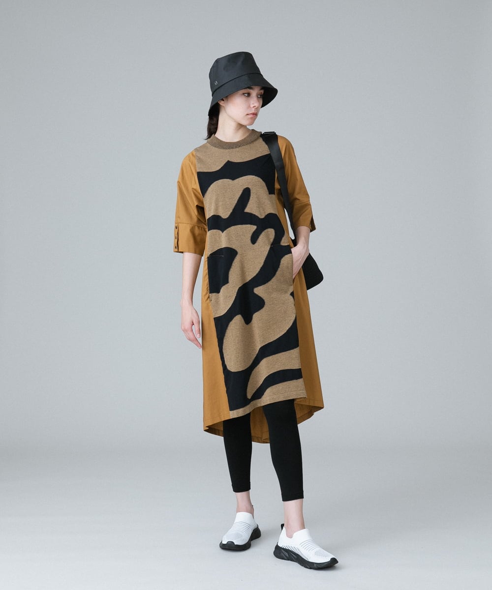 RSPIW27540 TRUNK HIROKO KOSHINO(ヒロココシノ) 異素材ジョイントワンピース /日本製/洗える ベージュ