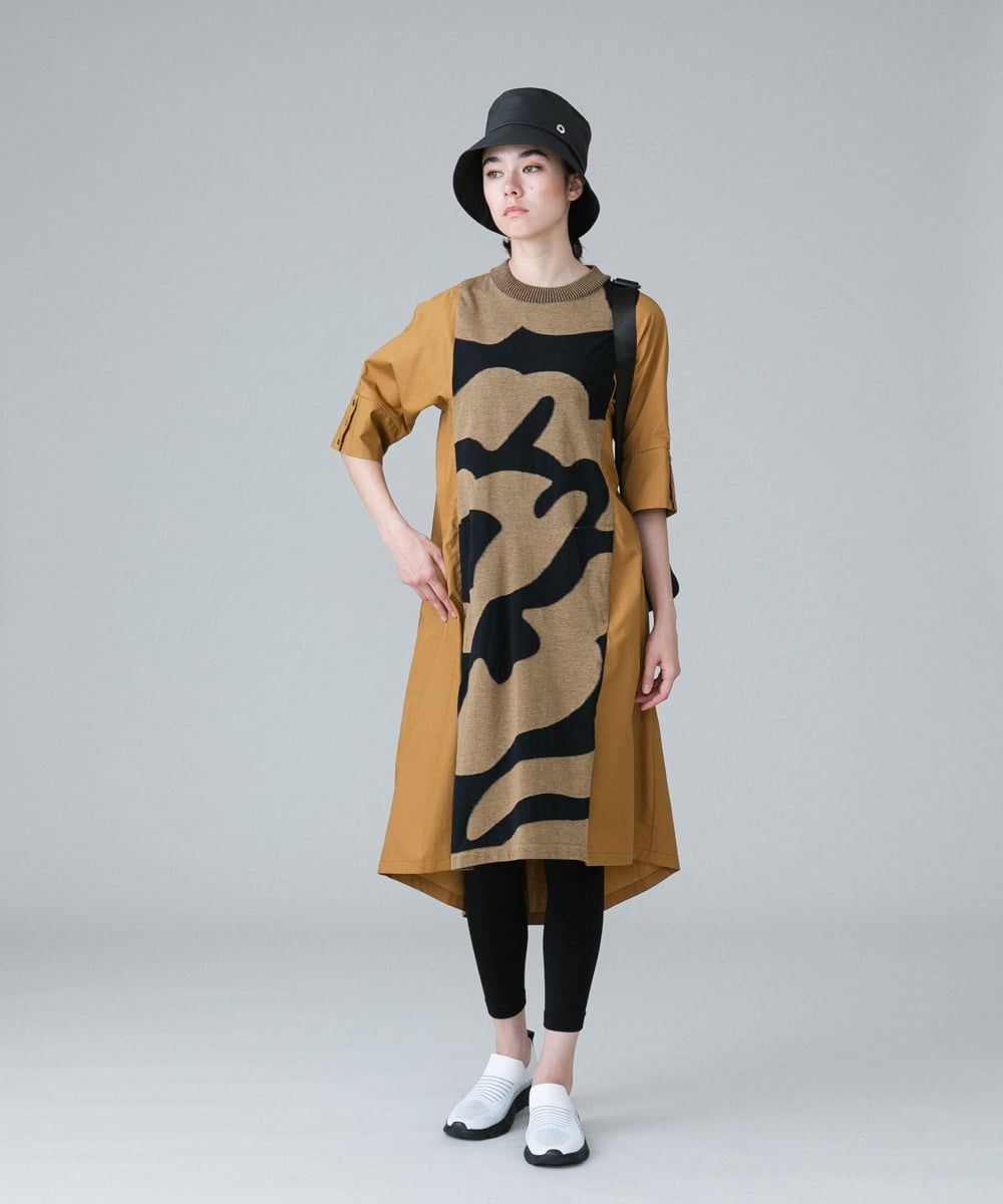 RSPIW27540 TRUNK HIROKO KOSHINO(ヒロココシノ) 異素材ジョイントワンピース /日本製/洗える ベージュ