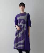 RSPIW27540 TRUNK HIROKO KOSHINO(ヒロココシノ) 異素材ジョイントワンピース /日本製/洗える パープル
