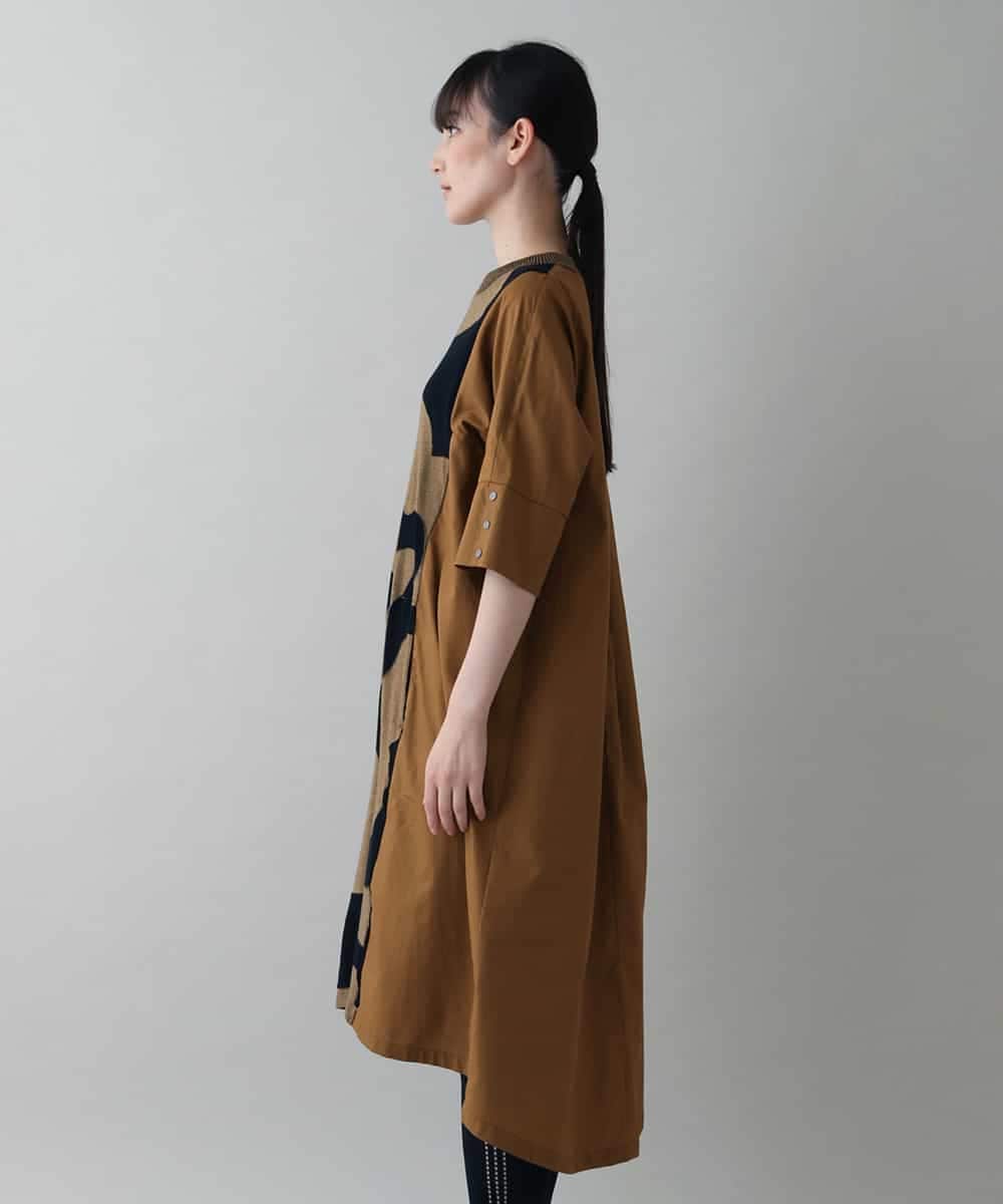 RSPIW27540 TRUNK HIROKO KOSHINO(ヒロココシノ) 異素材ジョイントワンピース /日本製/洗える ベージュ