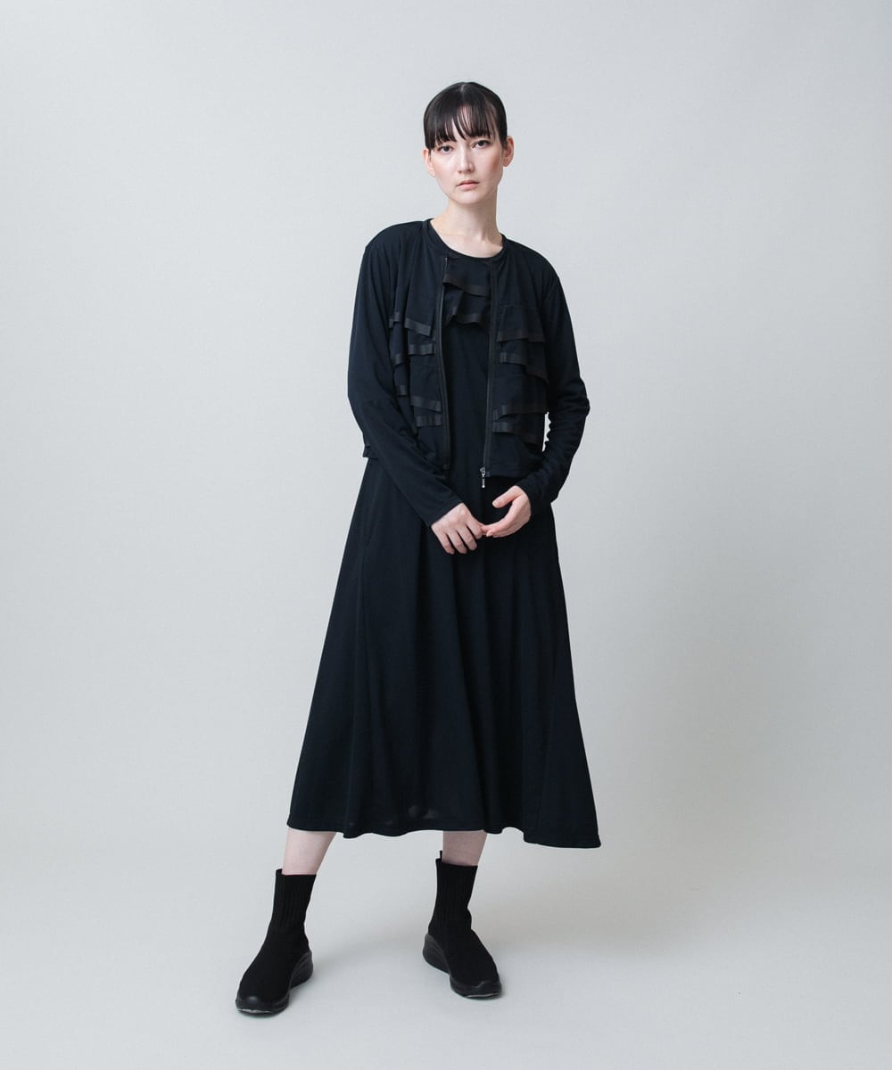 RSPJB12690 TRUNK HIROKO KOSHINO(ヒロココシノ) ジョイントテープラッフルデザインワンピース /洗える レッド