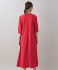 RSPJB12690 TRUNK HIROKO KOSHINO(ヒロココシノ) ジョイントテープラッフルデザインワンピース /洗える レッド