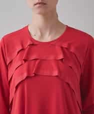 RSPJB12690 TRUNK HIROKO KOSHINO(ヒロココシノ) ジョイントテープラッフルデザインワンピース /洗える レッド
