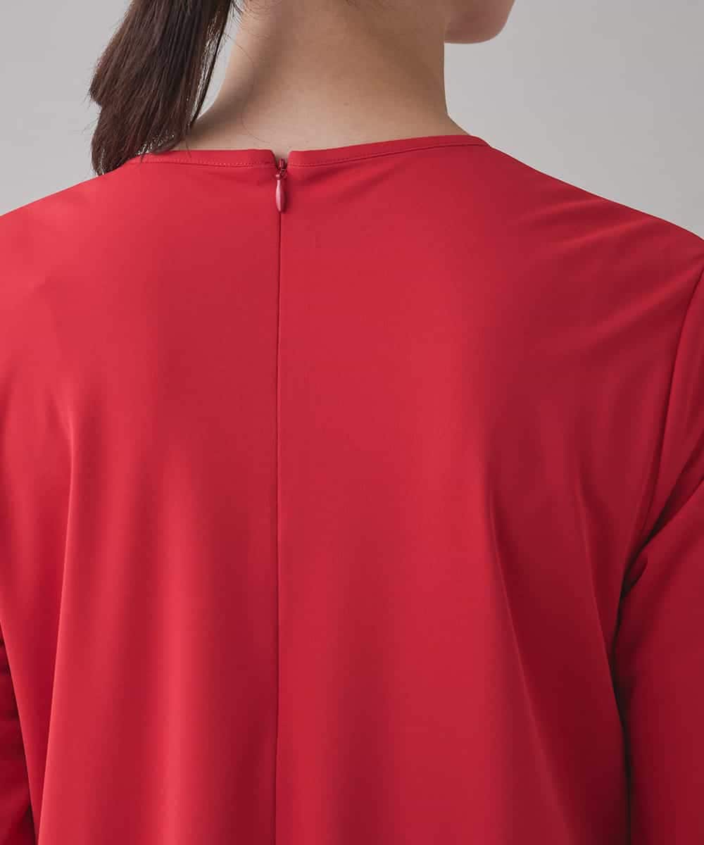 RSPJB12690 TRUNK HIROKO KOSHINO(ヒロココシノ) ジョイントテープラッフルデザインワンピース /洗える レッド