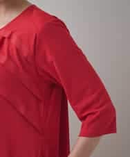 RSPJB12690 TRUNK HIROKO KOSHINO(ヒロココシノ) ジョイントテープラッフルデザインワンピース /洗える レッド