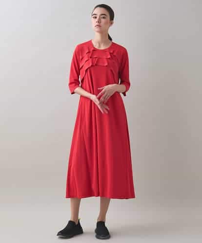 RSPJB12690 TRUNK HIROKO KOSHINO ジョイントテープラッフルデザインワンピース /洗える