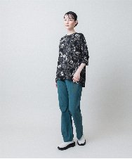 RSPJE06360 TRUNK HIROKO KOSHINO(ヒロココシノ) スプレーリーフ＆ロゴプリントチュニック/日本製/洗える ブルー