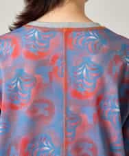 RSPJE06360 TRUNK HIROKO KOSHINO(ヒロココシノ) スプレーリーフ＆ロゴプリントチュニック/日本製/洗える ブルー