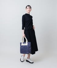RSPJE14630 TRUNK HIROKO KOSHINO(ヒロココシノ) フロントラインテープセットアップ風ワンピース/日本製/洗える ネイビー