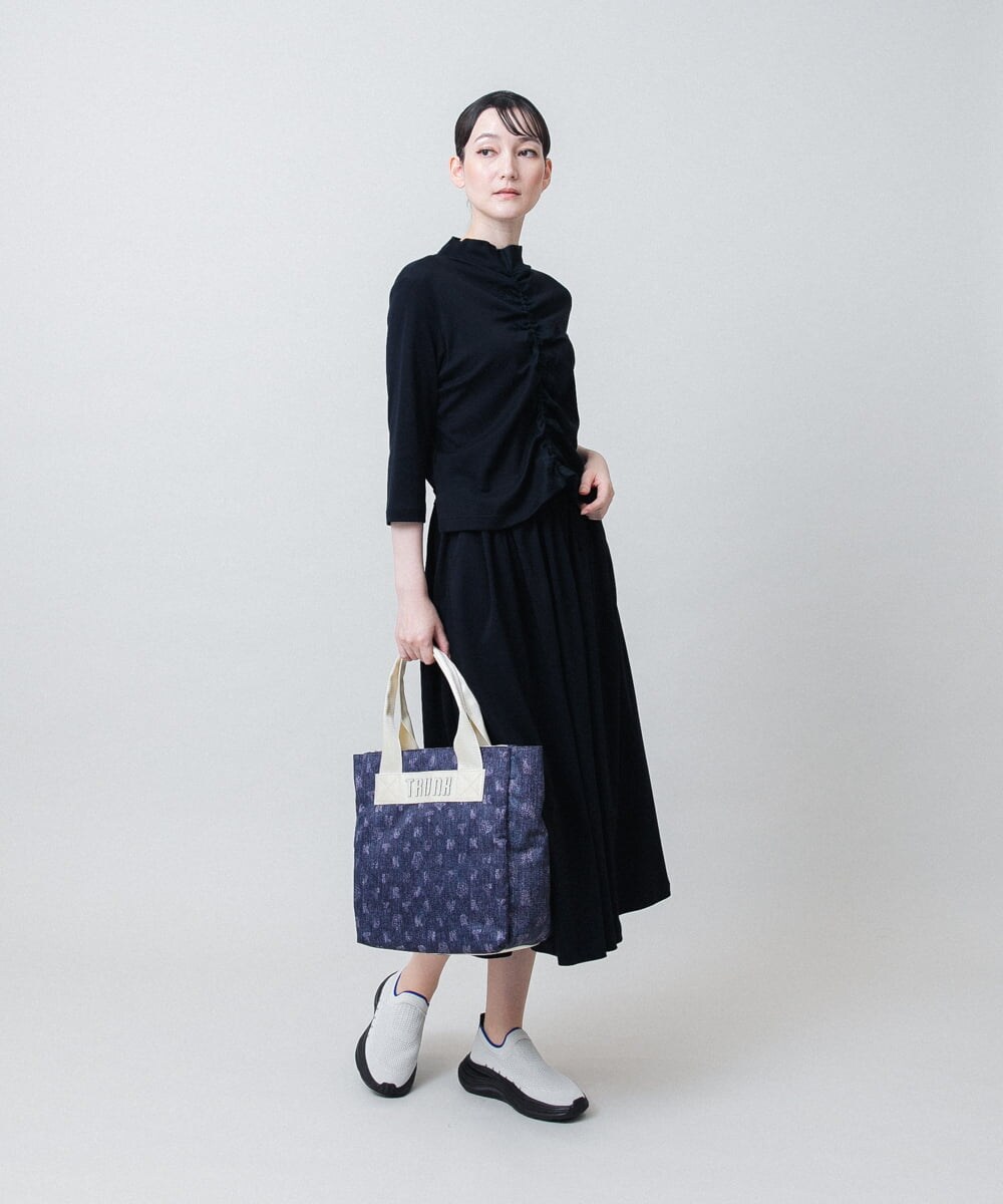 RSPJE14630 TRUNK HIROKO KOSHINO(ヒロココシノ) フロントラインテープセットアップ風ワンピース/日本製/洗える ネイビー
