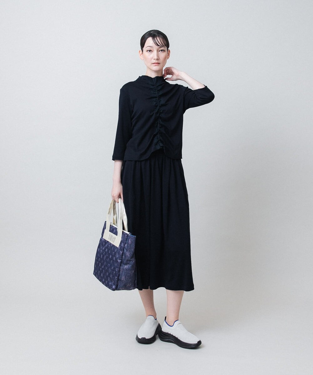 RSPJE14630 TRUNK HIROKO KOSHINO(ヒロココシノ) フロントラインテープセットアップ風ワンピース/日本製/洗える ネイビー