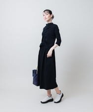 RSPJE14630 TRUNK HIROKO KOSHINO(ヒロココシノ) フロントラインテープセットアップ風ワンピース/日本製/洗える ネイビー
