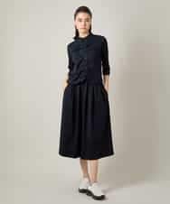 RSPJE14630 TRUNK HIROKO KOSHINO(ヒロココシノ) フロントラインテープセットアップ風ワンピース/日本製/洗える ネイビー