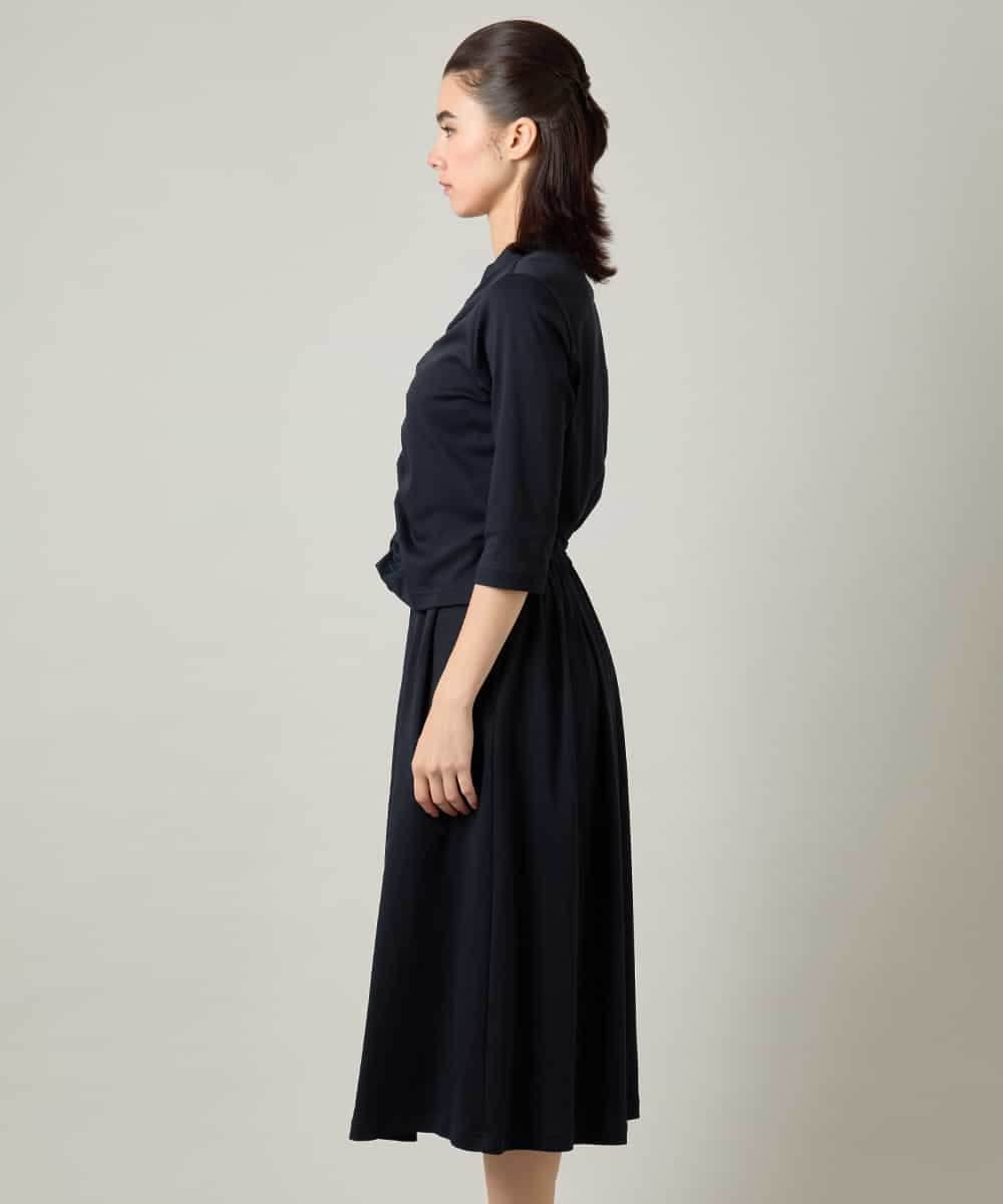 RSPJE14630 TRUNK HIROKO KOSHINO(ヒロココシノ) フロントラインテープセットアップ風ワンピース/日本製/洗える ネイビー