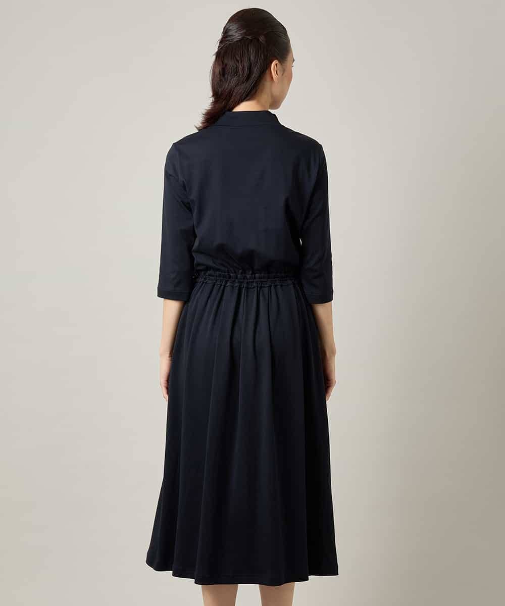 RSPJE14630 TRUNK HIROKO KOSHINO(ヒロココシノ) フロントラインテープセットアップ風ワンピース/日本製/洗える ネイビー