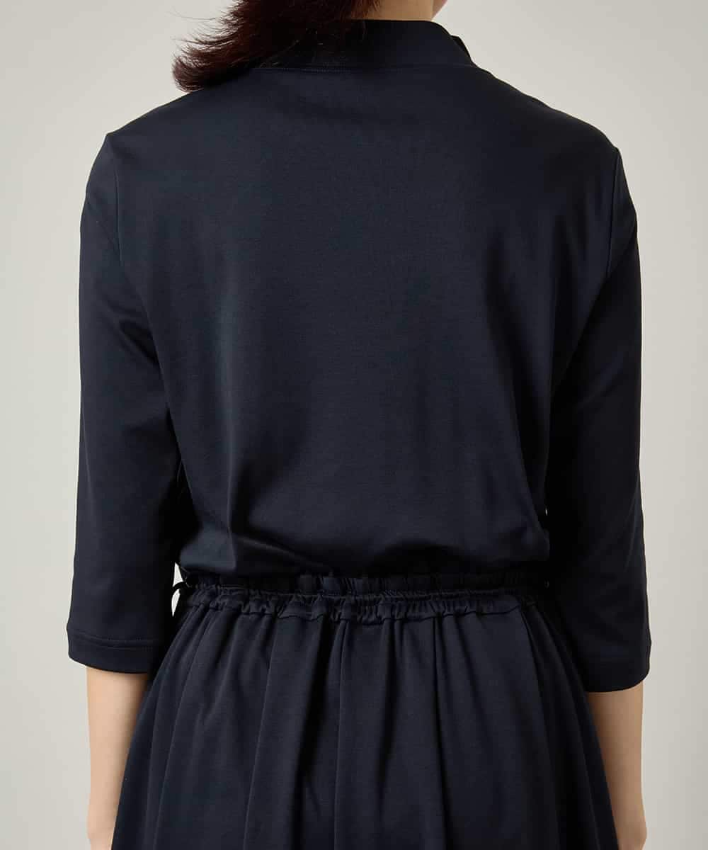RSPJE14630 TRUNK HIROKO KOSHINO(ヒロココシノ) フロントラインテープセットアップ風ワンピース/日本製/洗える ネイビー