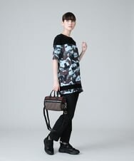 RSPJT14360 TRUNK HIROKO KOSHINO(ヒロココシノ) 【洗える】迷彩ロゴプリントチュニック ライトブルー