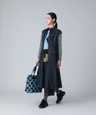 RSPJT38360 TRUNK HIROKO KOSHINO(ヒロココシノ) 【洗える/日本製】ロゴボーダープリントチュニック ライトブルー
