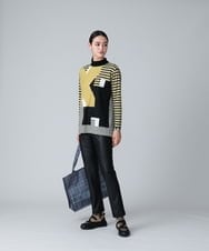 RSPJT38360 TRUNK HIROKO KOSHINO(ヒロココシノ) 【洗える/日本製】ロゴボーダープリントチュニック ライトブルー