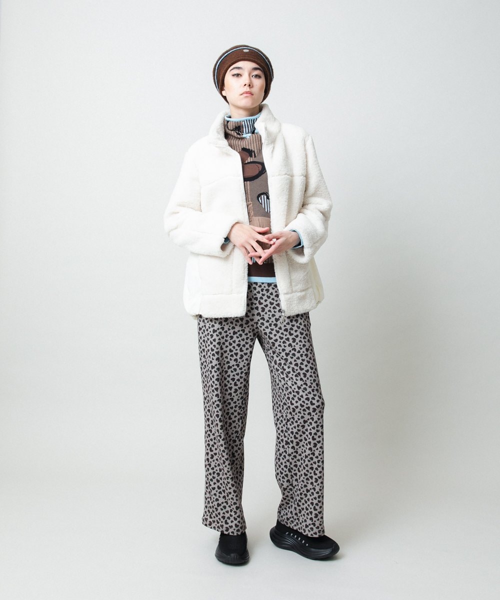 RSQCD05490 TRUNK HIROKO KOSHINO(ヒロココシノ) ハートアニマル柄プリントストレッチパンツ /洗える ベージュ