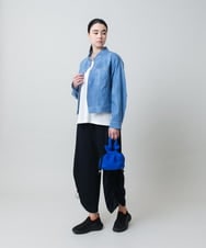 RSQEE34360 TRUNK HIROKO KOSHINO(ヒロココシノ) ドロストギャザーリブニットワイドパンツ /日本製/洗える ネイビー