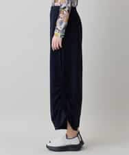 RSQEE34360 TRUNK HIROKO KOSHINO(ヒロココシノ) ドロストギャザーリブニットワイドパンツ /日本製/洗える ネイビー