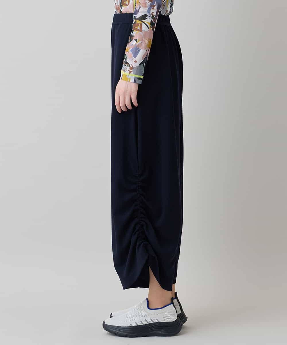 RSQEE34360 TRUNK HIROKO KOSHINO(ヒロココシノ) ドロストギャザーリブニットワイドパンツ /日本製/洗える ネイビー