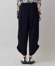 RSQEE34360 TRUNK HIROKO KOSHINO(ヒロココシノ) ドロストギャザーリブニットワイドパンツ /日本製/洗える ネイビー