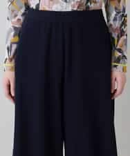 RSQEE34360 TRUNK HIROKO KOSHINO(ヒロココシノ) ドロストギャザーリブニットワイドパンツ /日本製/洗える ネイビー