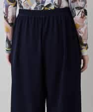 RSQEE34360 TRUNK HIROKO KOSHINO(ヒロココシノ) ドロストギャザーリブニットワイドパンツ /日本製/洗える ネイビー