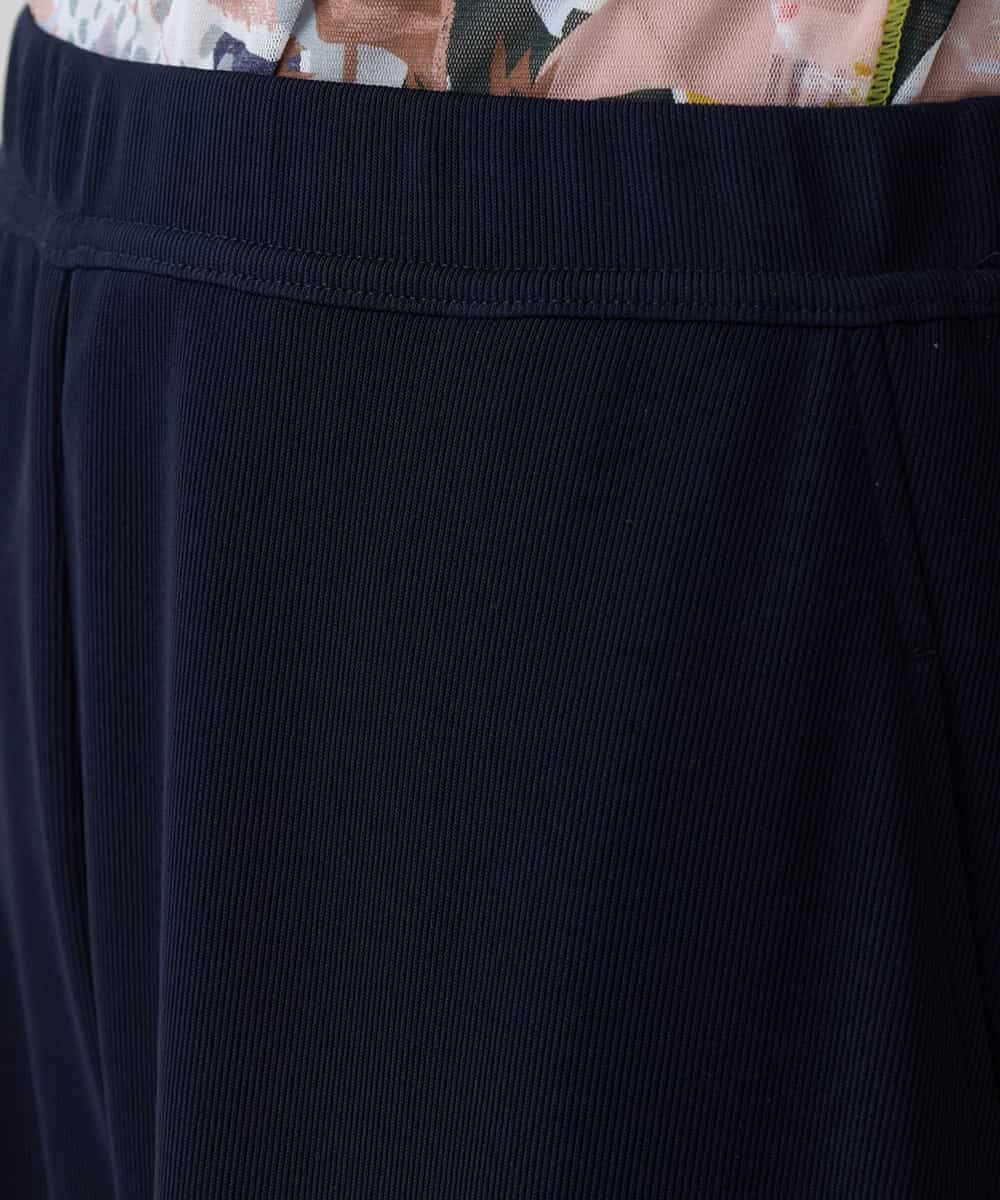 RSQEE34360 TRUNK HIROKO KOSHINO(ヒロココシノ) ドロストギャザーリブニットワイドパンツ /日本製/洗える ネイビー