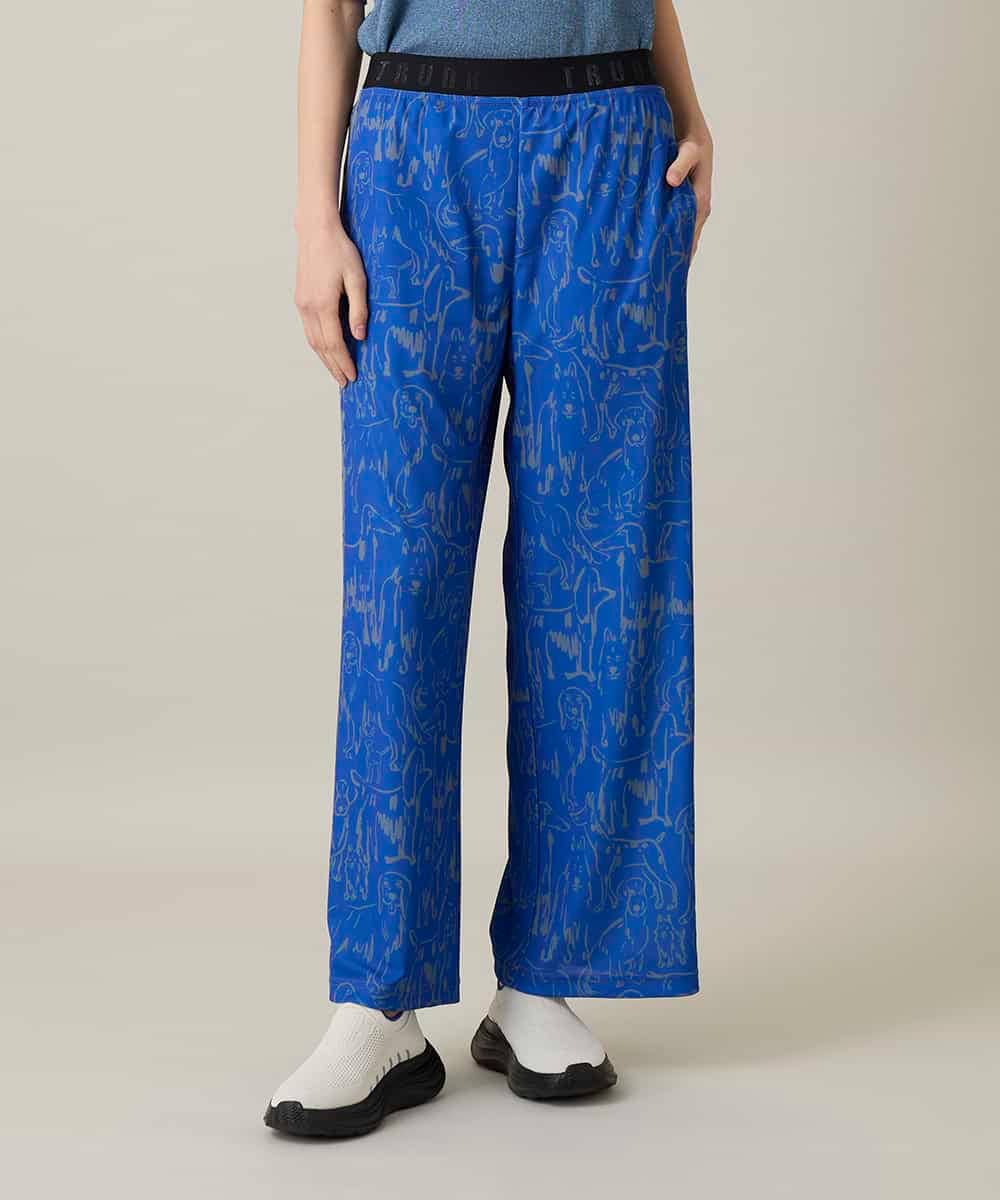 RSQFD16430 TRUNK HIROKO KOSHINO(ヒロココシノ) ドッグモチーフイージーパンツ/日本製/洗える ブルー