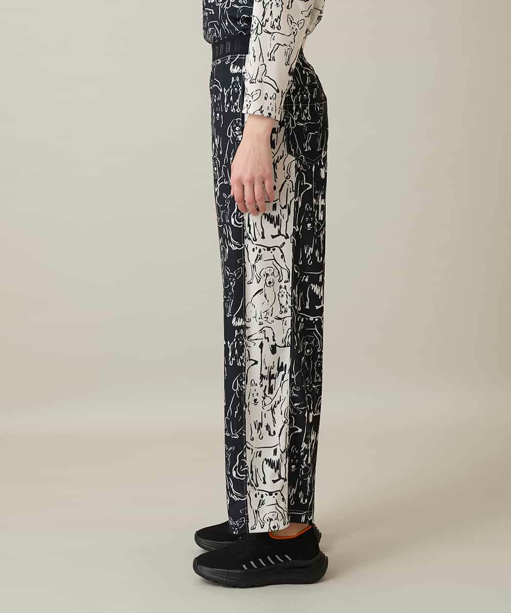 RSQFD16430 TRUNK HIROKO KOSHINO(ヒロココシノ) ドッグモチーフイージーパンツ/日本製/洗える ブラック