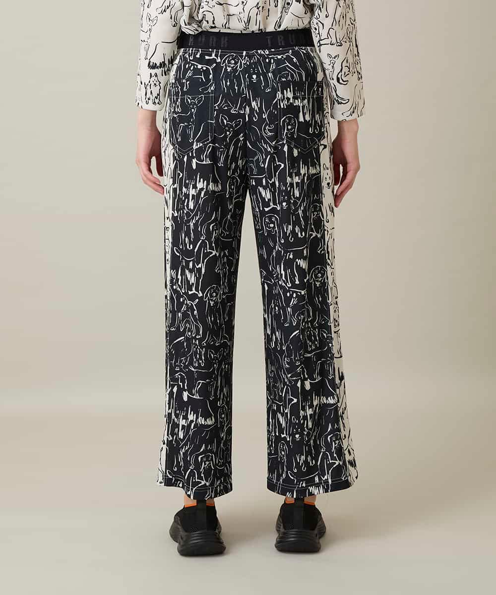 RSQFD16430 TRUNK HIROKO KOSHINO(ヒロココシノ) ドッグモチーフイージーパンツ/日本製/洗える ブラック
