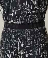 RSQFD16430 TRUNK HIROKO KOSHINO(ヒロココシノ) ドッグモチーフイージーパンツ/日本製/洗える ブラック