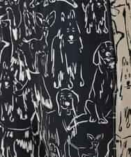 RSQFD16430 TRUNK HIROKO KOSHINO(ヒロココシノ) ドッグモチーフイージーパンツ/日本製/洗える ブラック