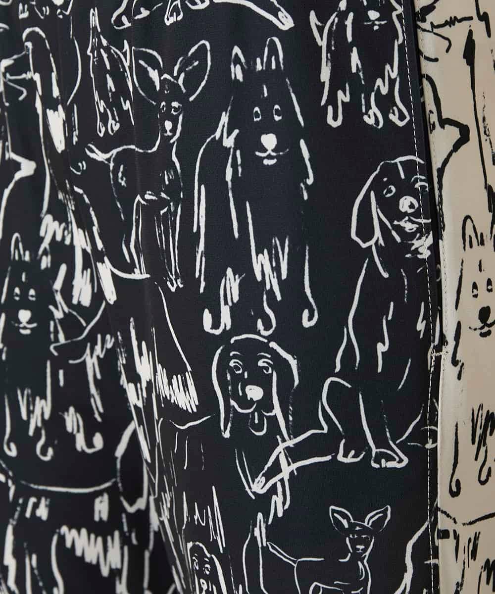 RSQFD16430 TRUNK HIROKO KOSHINO(ヒロココシノ) ドッグモチーフイージーパンツ/日本製/洗える ブラック