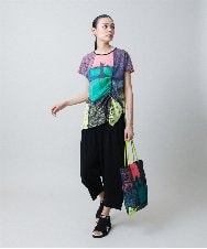 RSQGB15330 TRUNK HIROKO KOSHINO(ヒロココシノ) 異素材ドッキングサルエルジャージパンツ/日本製/洗える ブラック
