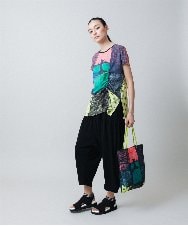 RSQGB15330 TRUNK HIROKO KOSHINO(ヒロココシノ) 異素材ドッキングサルエルジャージパンツ/日本製/洗える ブラック